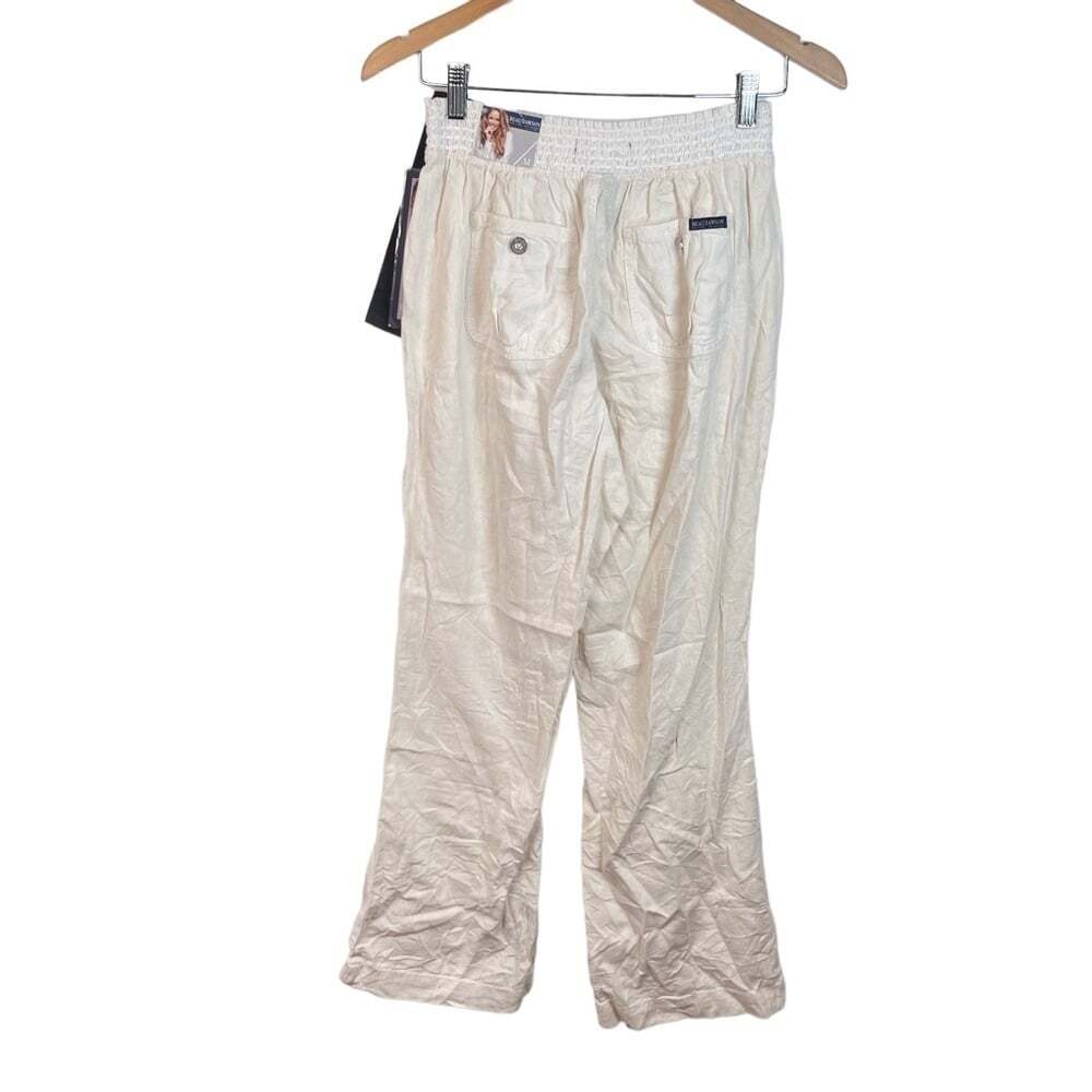 Beau Dawson White Linen Elastic Waistband Trousers Loungewear Beachy Pants Sz. M - Picture 5 of 16